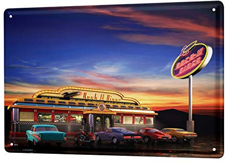LEotiE SINCE 2004 Blechschild Vintage Retro Metallschild Wandschild Blech Poster Nostalgie Auto Retro Diner USA