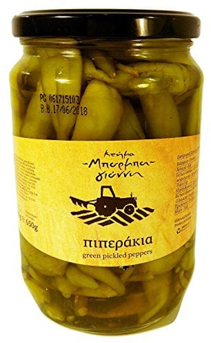 Greek Green Pickled Peppers Traditional Pepperoncini Variety Net Weight 650gr