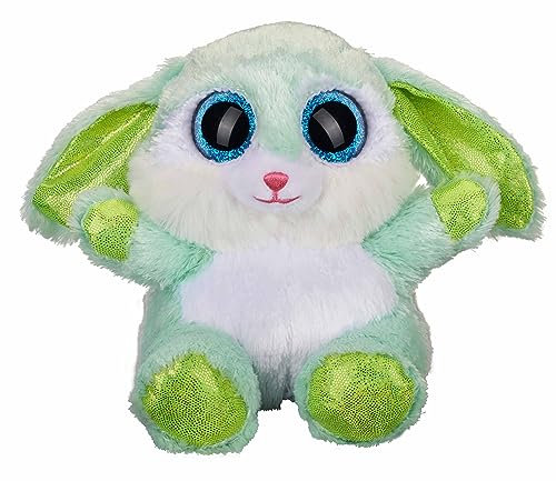 Bauer Spielwaren Blickfänger Glitter Hase: Flauschiges Kuscheltier mit Glitzer-Augen, ideal auch als Smartphone-Halter, 15 cm, türkis (14237)