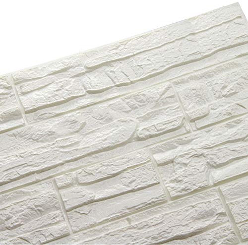 3D Ziegel Tapete, 3D Wandpaneele Selbstklebend Steinoptik Weiß, Waterproof Brick Wall Stickers & Murals für Wohnzimmer, Schlafzimmer, Küche, cafe bar dekor (12 Stück, weiß)