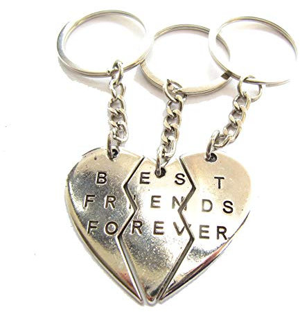 Porte-clés avec cœur brisé - Porte-clés personnalisé - Porte-clés en forme de cœur - Porte-clés Bff - Cadeau pour meilleur ami - Cadeau d'anniversaire - Argenté - Taille Unique