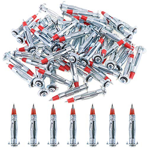 Glarks 60Pcs Heavy Duty 1/8 inch 46MM Zinc Plated Steel Molly Bolt Drive Hollow Drive Wall Anchor Screws Set (1/8SDx46MM)