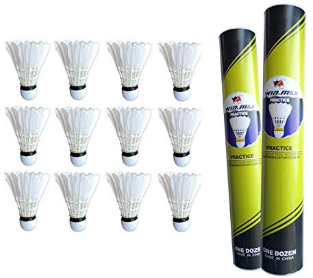 Rayline Sport Serie Federball Badminton Federbälle Naturfederbälle 12 x Federball Set Practice mit bis zu 16 Gänsefedern für Indoor Outdoor Anfänger Fortgeschrittene Trainingsbälle