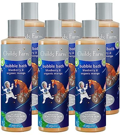 Childs Farm | Kids Bubble Bath | Blueberry & Organic Mango | Gently Cleanses & Soothes | Suitable for Dry, Sensitive & Eczema-prone Skin | Multipack of 6 x 250ml