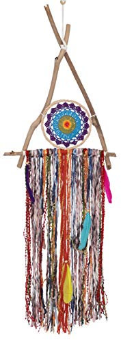 GURU SHOP Traumfänger Boho Dreieck - Regenbogen, Mehrfarbig, 90x40x3 cm, Traumfänger, Mobiles