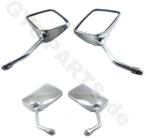 RÜCK SPIEGEL/ROLLER SPIEGEL SET M10 * in CHROME * RECHTS & LINKS * für BENZHOU YIYING YY50QT-21 - FIRENZE 50 - ZNEN RETRO CRUISER ZN50QT-E - FOSTI 50 FT50QT-E u.a. ROLLER