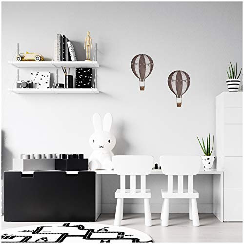 yabaduu 2er Set Heißluftballons Wandtattoo Wandsticker Aufkleber für Kinderzimmer Babyzimmer Aquarell Ballon Y032 (Mud)