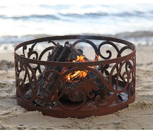 S2T Feuerkorb, Feuerstelle Blumenranken rund D 60 cm auf Vier Kugeln