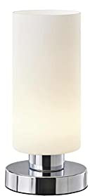 KHG | Tischlampe in silber mit Lampenschirm aus Glas | Leuchtmittel: LED | Maße: 20cm x 12,0cm Ø | LED-Tischleuchte 1-flammig Zeitlos Basic Tischleuchte