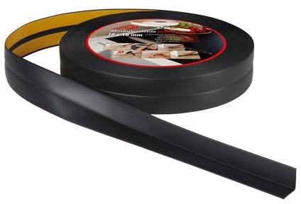 ProfiPVC Battiscopa Morbido PVC 18x18mm - 20 metro, Nastro Sigillante Autoadesivo per Cucina e Bagno, Elastico e Divisibile, con Striscia Spezzata, Montaggio Facile, Nero