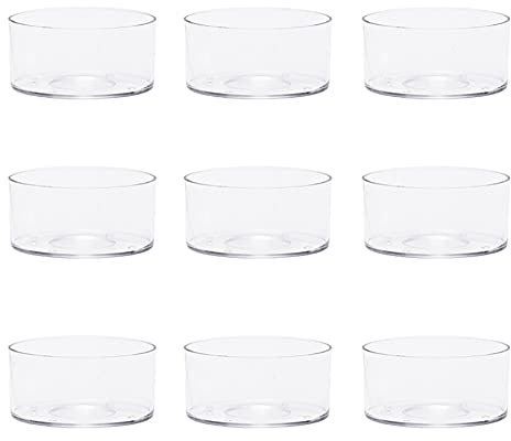 JIHUOO 10 Pcs Clear Plastic Tea Light Candle Cups Holders Empty TeaLight Case Mold Containers for Anniversary Valentine's Day Round