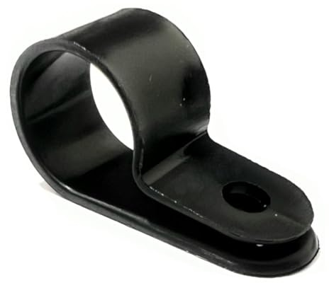 JLB Plastics UK - Black Plastic R Type P Clip Clamp for Conduit, Cable, Hose, Pipe. Screw Mount (Pack of 25, Size: 30mm)