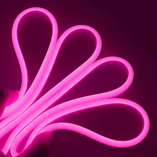Partenopea® Striscia Strip Led Effetto Neon Flessibile e Tagliabile Tubo 5 Metri DC 12V (ALIMENTATORE NON INCLUSO) Impermeabile IP65 da Esterno e Interno Modellabile (Rosa)