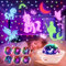One Fire Unicorns Gifts for Girls Toys, 6 Films Unicorn Night Light Projector for Bedroom,Rechargeable Night Light for Girls Gifts,360° Rotating Butterfly Lamp,Unicorn Toys Mermaid Toys Princess Gifts