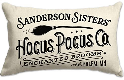 Halloween Sanderson Sisters Hocus Pocus Kissenbezug 12x20 Bauernhaus Halloween Überwurf Lendenwirbelkissen Dekorationen Outdoor Halloween Kissen Dekorativ für Halloween Heimdekoration für Sofa