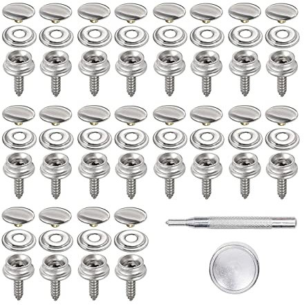 20 Stück Druckknöpfe Metall Set, Metalldruckknöpfe, Druckknöpfe Schrauben Edelstahl, Druckknopf zum Anschrauben Edelstahl, für Planen, Schiffe, Möbel, Segeltuch, Autozelte, Leder