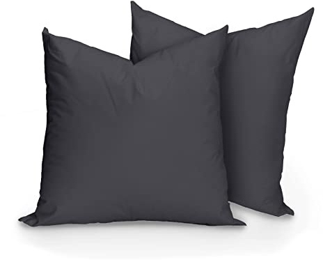 Hans-Textil-Shop 2er Set Kissenbezüge, 100% Baumwolle, Reißverschluss - Kopfkissen, Dekokissen, Couchkissen, Sofakissen (40x60 cm, Dunkelgrau)