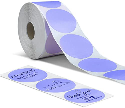 Hotlabel 2 Runde Etiketten Selbstklebend Rolle-Versandetiketten 800 Etiketten Kreis Thermodirekt Etiketten für DIY-Logo-Design QR-Code Namensschild Adressetiketten Haushaltsetiketten (Violett)