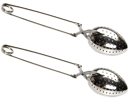 NeDengGHY Tea Infuser Spoon 2 Pack, Stainless Steel Fine-Mesh Tea Strainer with Clip Handle for Loose Leaf Tea, Mulling Spices & Soup Broth