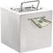Jucoan Piggy Bank for Adult, 15 CM Cube Stainless Steel Money Saver Bank for Cash Saving to Help Budget and Save for Vacation Wedding, Reusable Metal Money Saving Box for Adult and Kids