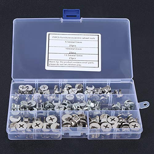 Korpusverbinder,Exzentermutter,Nocmuttern,Möbeerbinder,Exzenter Möbeerbinder 10Mm,Conter Easy B0819Bx8Hg Schrankschraube 75-Teiliges Nocmuttern-Möbel-Exzenter-Ruttern-Set 3-In-1-Verbindungs-Befes