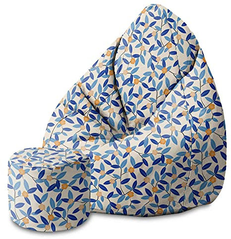 DreamRoots Sitzsack Kinder 70x70x105cm - Sitzsack mit Lehne und Hocker und Bezug - Sitzkissen Boden - Chill Sack Bubibag mit Füllung S-Lichtblum2