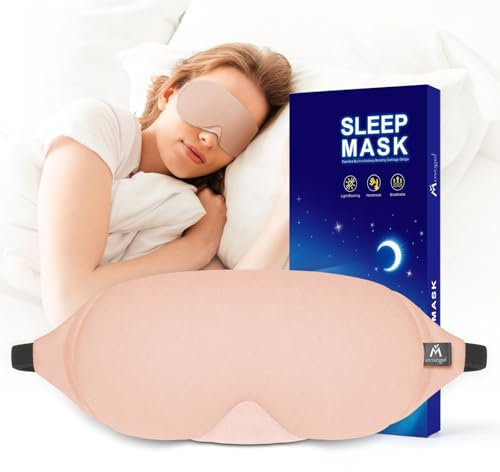 Mavogel Schlafmaske aus Baumwolle – atmungsaktiv, lichtblockierende Schlafmaske, weiche, bequeme Nacht-Augenmaske für Männer und Frauen, Augenabdeckung für Reisen/Schlafen/Schichtarbeit, inklusive