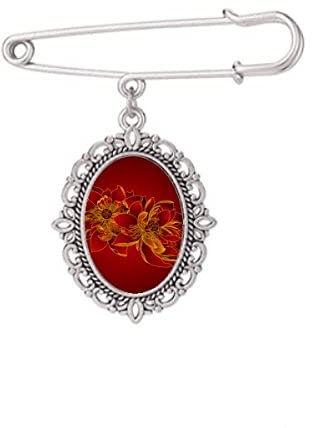 Broche fleur de lotus rouge fleur de lotus broche broche robe chemise châle clips, M