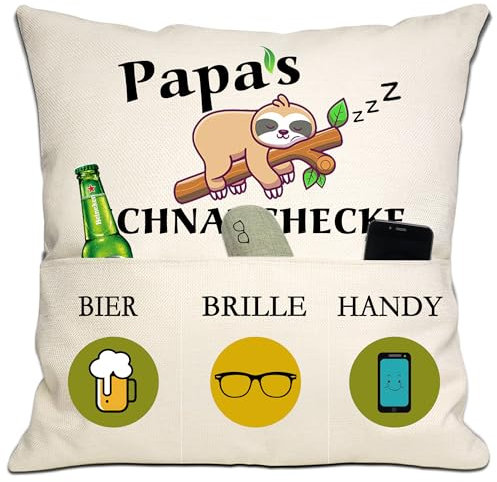Bommex Lustige Papa Geschenk von Tochter Sohn - Papas Schnarchecke Kissenbezug 18x18 Zoll mit 3 Taschen für Geburtstag