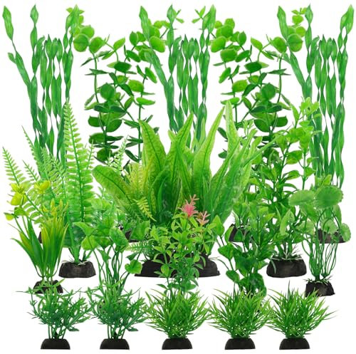 Plante Aquarium, 18 PCS Plante Artificielle d’Aquarium en Plastique, Plante Aquarium Ornement Décorative, Aquarium Vert Plante Décoration et Paysager, Accessoires pour Aquarium, Poisson, Terrarium