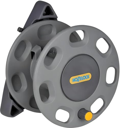 AMK® Hozelock Hose Reel Compact Wall Mounted Manual Reel for Hoses up to 30m Grey Garden DIY
