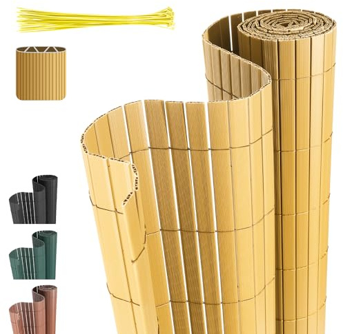 Cecaylie Canisse en PVC,Bambou Brise Vue Balcon Renfort en 4 Poids, Anti-moisissure et Facile d'entretien - Renforcé - Forte intimité pour Jardin, Balcon, terrasse(180 * 600cm)