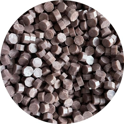 SEALED® Siegelwachs Perlen - Hochwertige Wachssiegel-Perlen für Einladungen, Hochzeiten & Bastelarbeiten, Einfach zu Schmelzen, Set mit Vielfältigen Farben (Taupe, 100 Perlen)