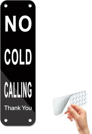 Goodvia No Cold Callers Sign for Front Door Aluminum Sign with Self Adhesive 6.3x1.8inches