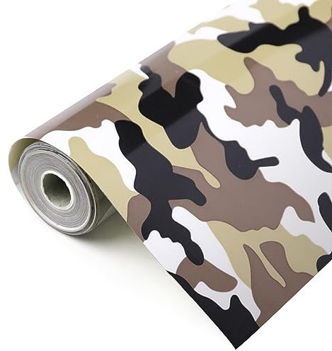 HTVRONT Heat Transfer Vinyl Rolls - 12 x 20ft Camo Coffee Iron on Vinyl for Shirts, HTV Vinyl for All Cutter Machine - Easy to Cut & Weed for HTV Heat Vinyl Design (Camo Coffee)