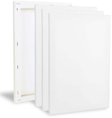 XTDMJ 20x30cm Canvas for Painting, 4 Pack Stretched Canvases for Adults, Acrylics & Oils Painting