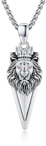 ZIPPICE Pfeilspitze Halskette Männer 925 Sterling Silber Löwe Kette Pfeil Löwe Halskette Anhänger Wikinger Kette Amulett Schmuck für Männer Sohn Freund Damen Geschenke