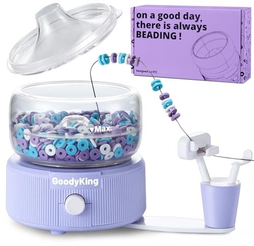 Goody King Clay Beads Spinner for Bracelet Making Kit - Bead Spinner Needles Included, Easy Friendship Bracelet Making, Bracelet Kit Essentials (Purple)