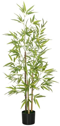 HOMCOM Decorative Artificial Plants Bamboo in Pot Fake Plants for Home Indoor Decor,120 cm