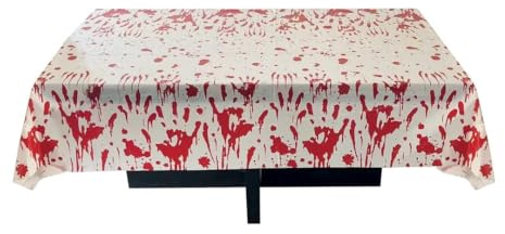 P’tit Clown - Halloween-Tischdekoration - Blutige Deko - Girlande, Tischdecke, Servietten, Teller, Becher - für Mottoparty, Feier oder Buffet (Kunststoff-Tischdecke, 137 x 183 cm)