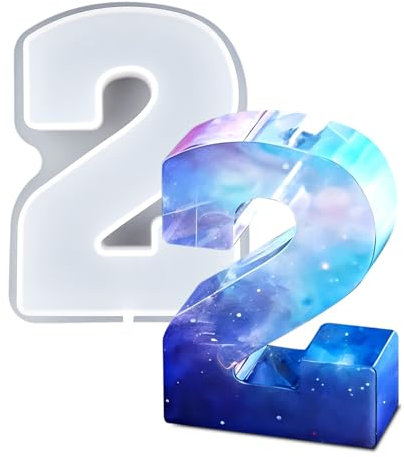 wikimo Moule Resine Epoxy pour Grands Chiffres, 18 cm/7 inch Moule en Silicone Resine Epoxy pour 3D de Chiffres (2)