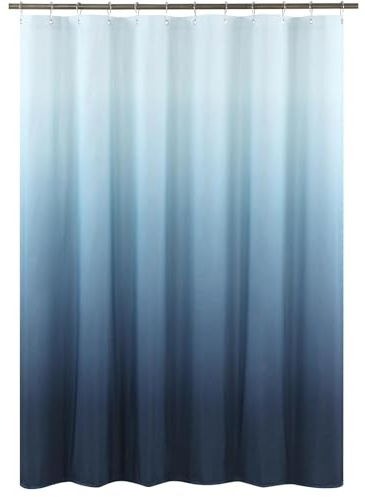 AEKDCL Duschvorhang Textil Wasserdicht Waschbar Digitaldruck Duschvorhänge für Dusche und Badewanne Anti-schimmel Blau Farbverlauf Badvorhang mit Duschvorhangringen 300x200cm/118x79in(WxH)