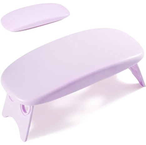 Huakaile Arm Rest for Nails Tech Purple, Foldable Manicure Hand Rest Stand Holder, Professional Nail Art Hand Pillow for Clients Table Desk Station Salon Supplies Accessories