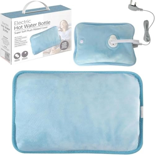 VIVAAS Rechargeable Electric Hot Water Bottle Bed Electric Heating Pad Hand Body Warmer Massaging Heat Pad Pain Relief Fast Heating Auto-Shut Off Function Over-Heat Protection & No Refill Blue