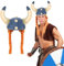 FNA FASHIONS Viking Helmet Hat with Braided Ginger Plaits and Horns – Unisex Adult Soft Fabric Fancy Dress Costume Accessory-Perfect for Halloween, Themed Parties, and Cosplay