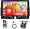 Rimoody Carplay Radio de Coche 1 Din con Android Auto 7 Pulgadas Pantalla Táctil Radio Coche 1 Din con IOS/Android Mirror Link Bluetooth 5.0 FM Radio USB/Type C/EQ Controles del Volante Cámara Trasera