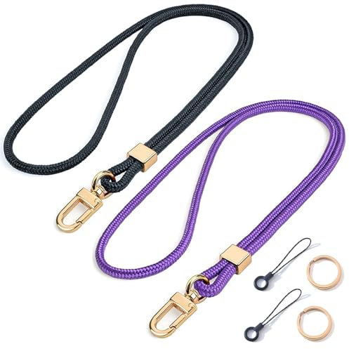 LIURFLNC Schlüsselband Schwarz, Lila, Abnehmbares Neck Lanyard Schlüsselanhänger Band Mit Karabiner, Lang Mit Drehbarem Metallclip Für ID-Abzeichen, Schlüssel, Handy