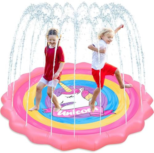 Tappetino Spruzzatore d'Acqua per Bambini e Cani, 170 cm Giocattolo Estivo per Giardino Esterno, Piscina da Esterno per Animali Domestici, Giochi Rinfrescanti all'Aperto per Bambini dai 2-3 Anni