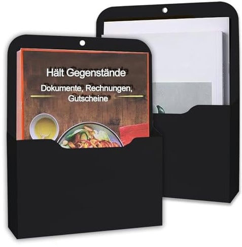 Porte Documents Magnétiques, Lot de 2 Porte Stylo Magnétique, Porte Marqueur pour Réfrigérateur, Organisateur pour Tableau Blanc, Porte Journaux Magnétique Mural, pour le Bureau, la Cuisine, Noir
