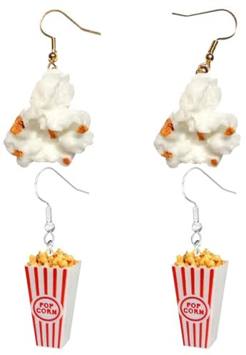 RELKLYU 2 Paar Popcorn -Ohrringe, Ohrringe Kreative Styling, Lustige Ohrringe, Süße Persönlichkeitsohrringe, Ohrringe Der Frauen.